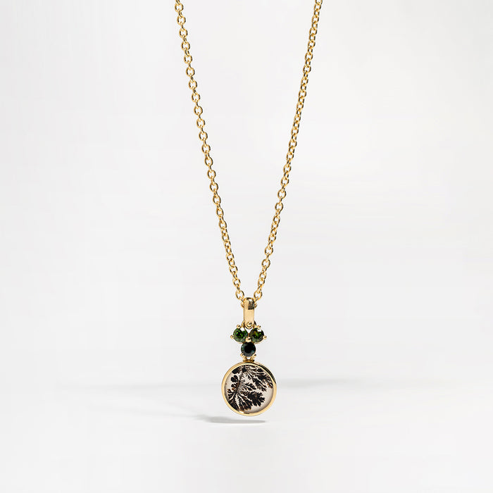 Dendrite with green tourmaline pendant