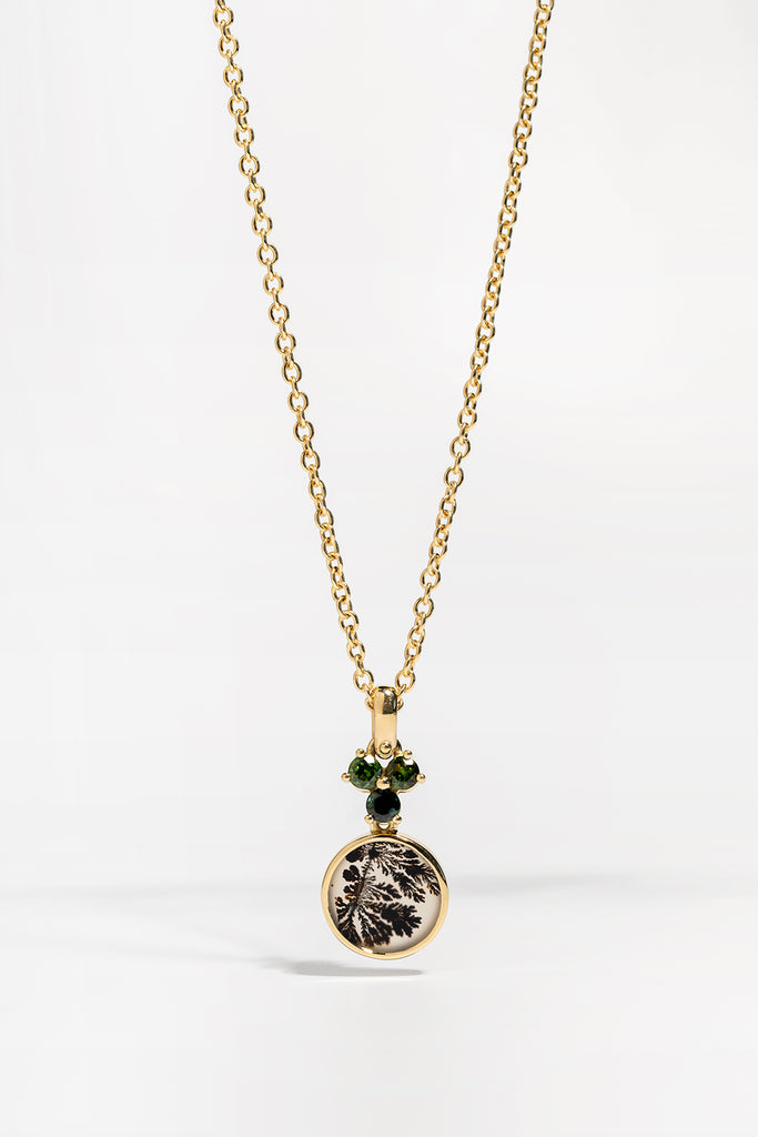 Dendrite with green tourmaline pendant