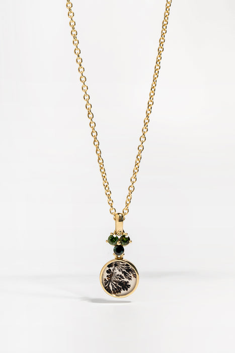 Dendrite with green tourmaline pendant