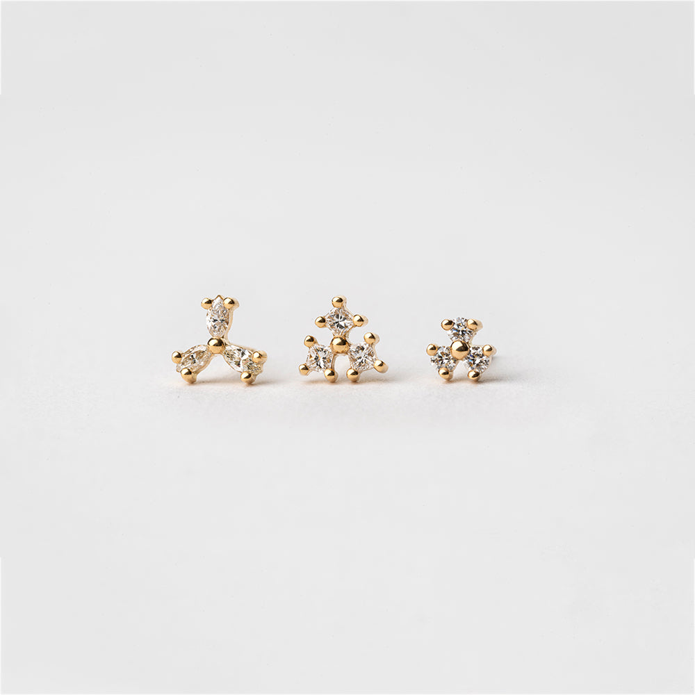 Diamond Vane Earrings (Trio)