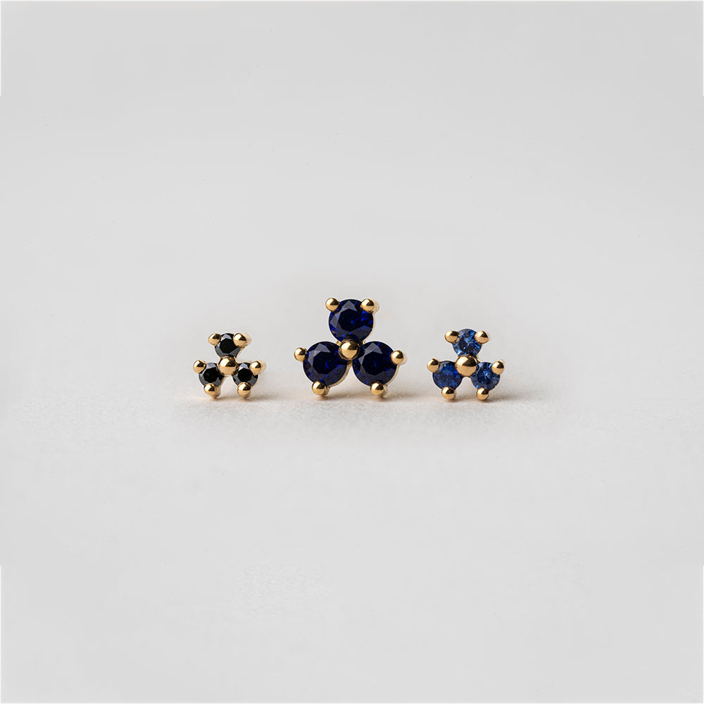 Blue Sapphire Vane Earrings (Small)