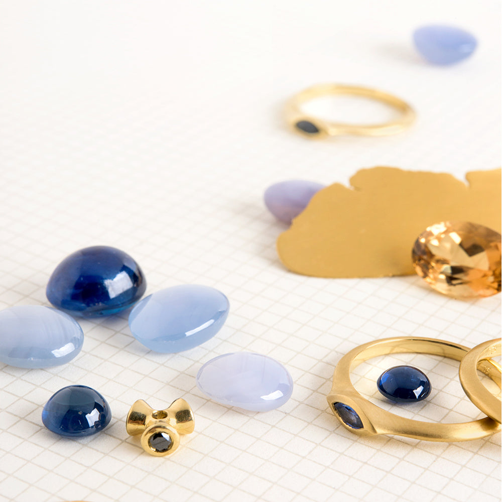 Sapphire String Ring (Small Marquise)