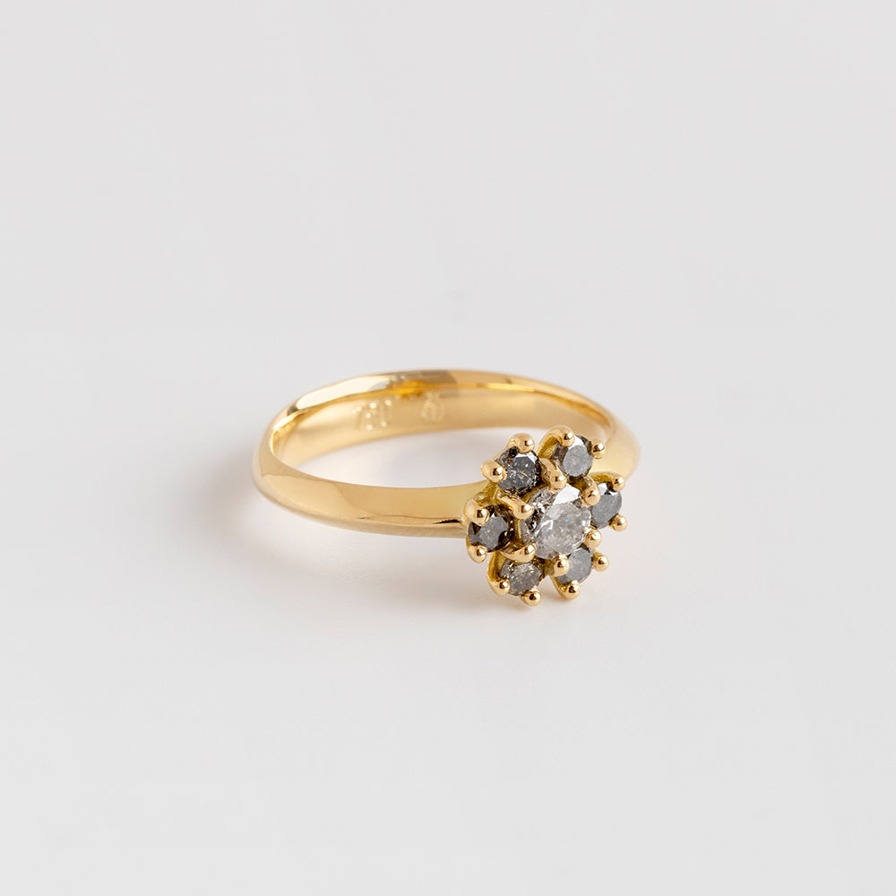 Gray Diamond Flower Ring