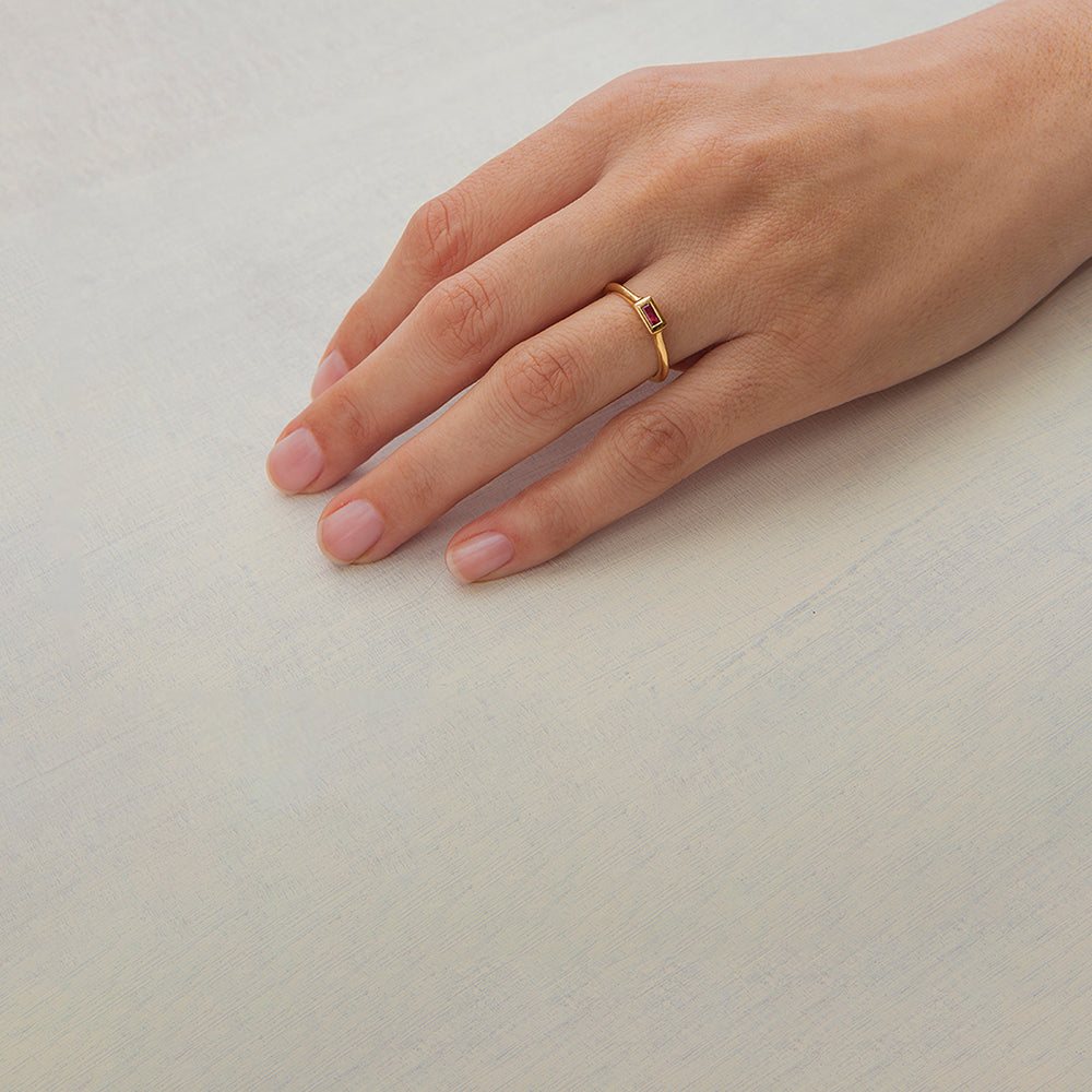 Ruby String Ring (Small Baguette)