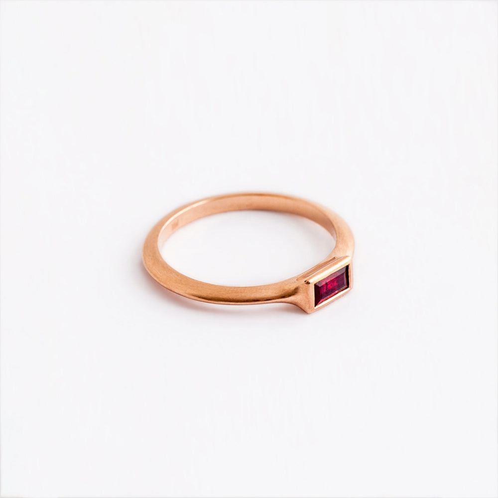 Ruby String Ring (Small Baguette)