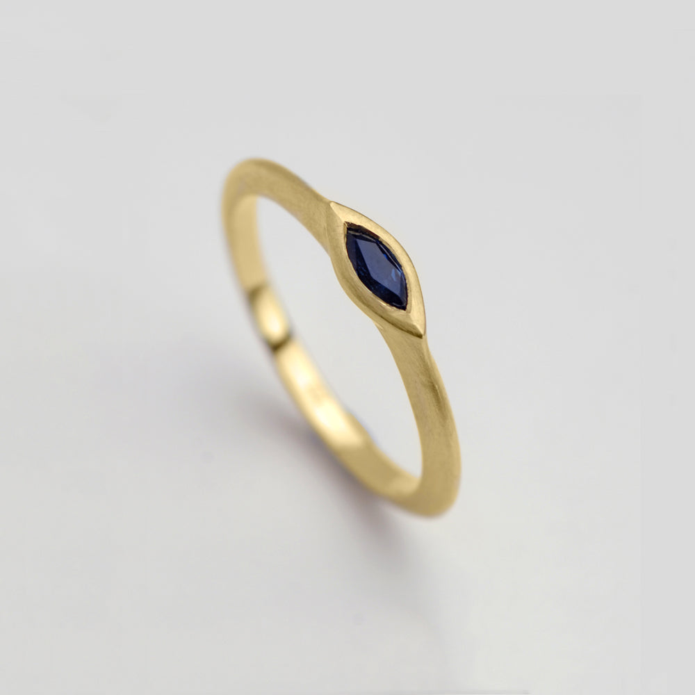 Sapphire String Ring (Small Marquise)