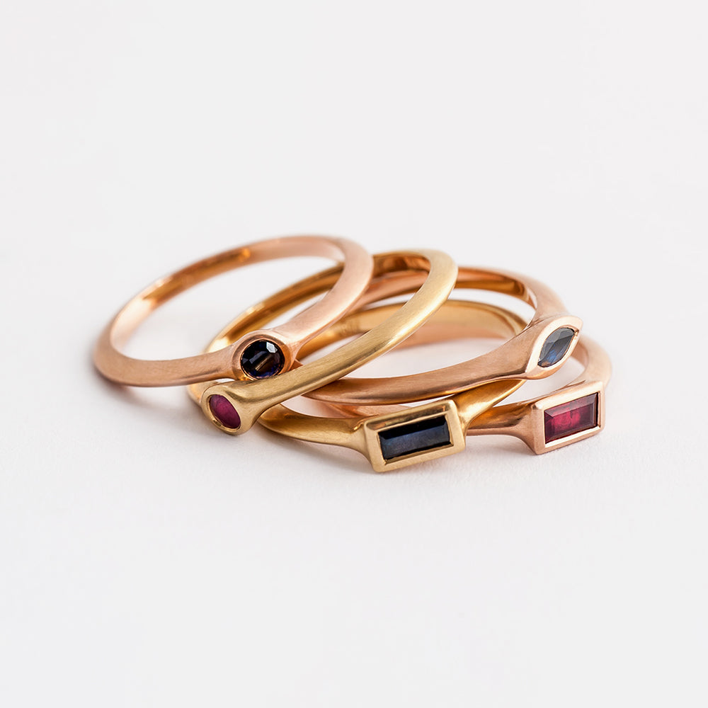 Ruby String Ring (Small Baguette)