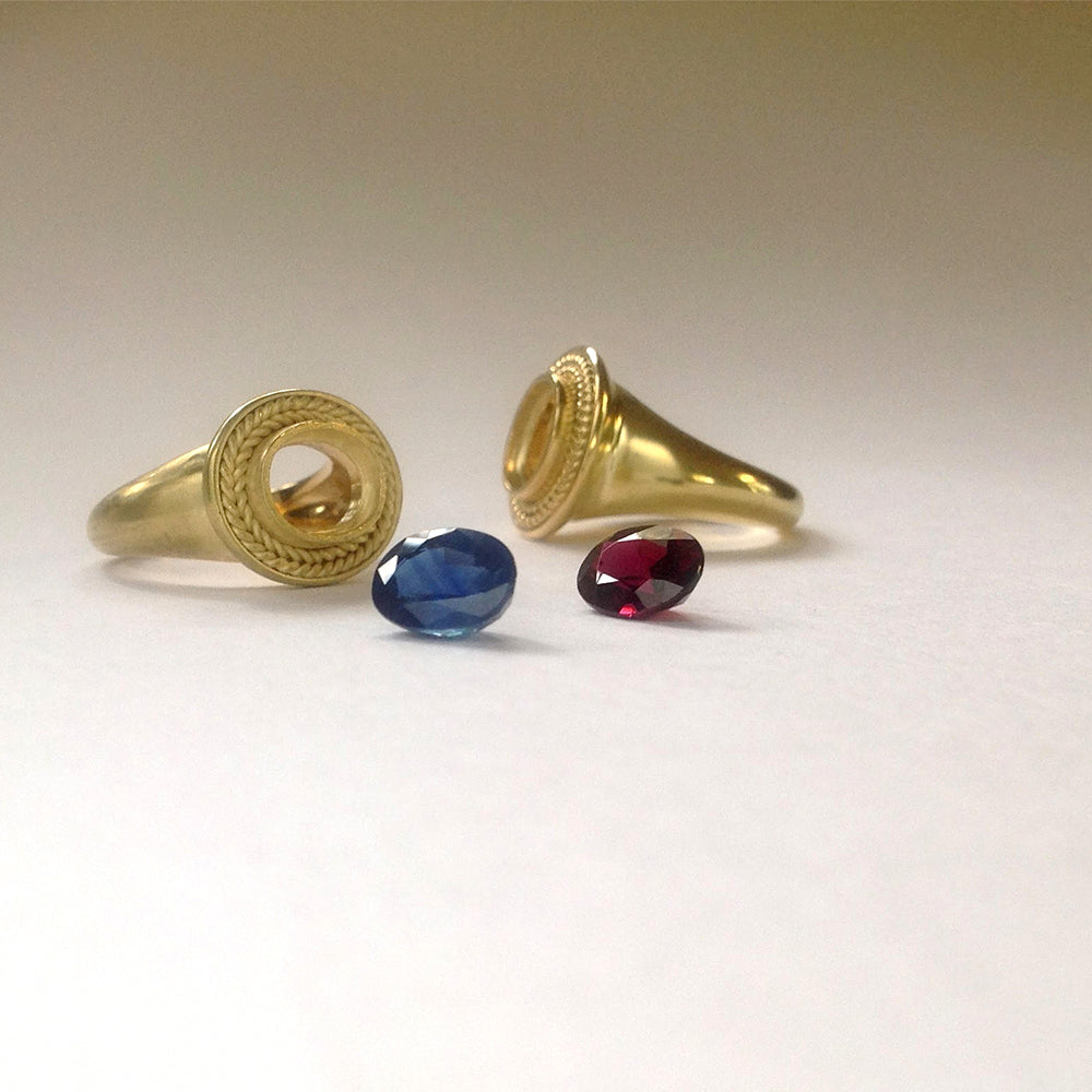 Garnet Oval With Braids Ring