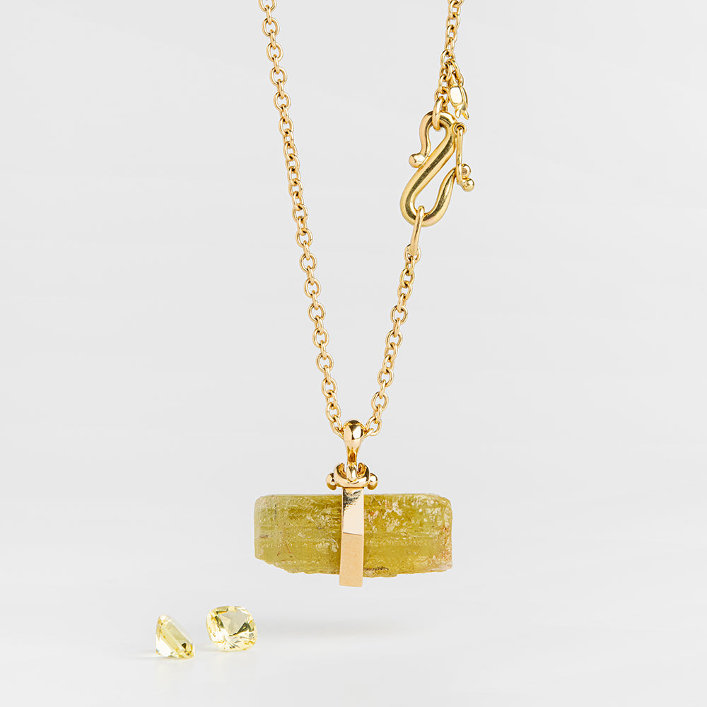 Raw Yellow Beryl Pendant