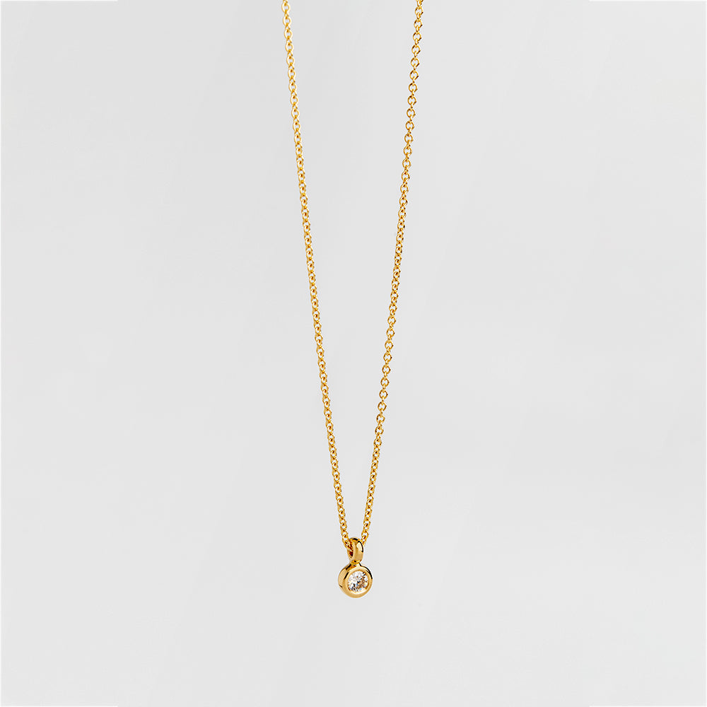 Tiny White Diamond Pendant (Round)