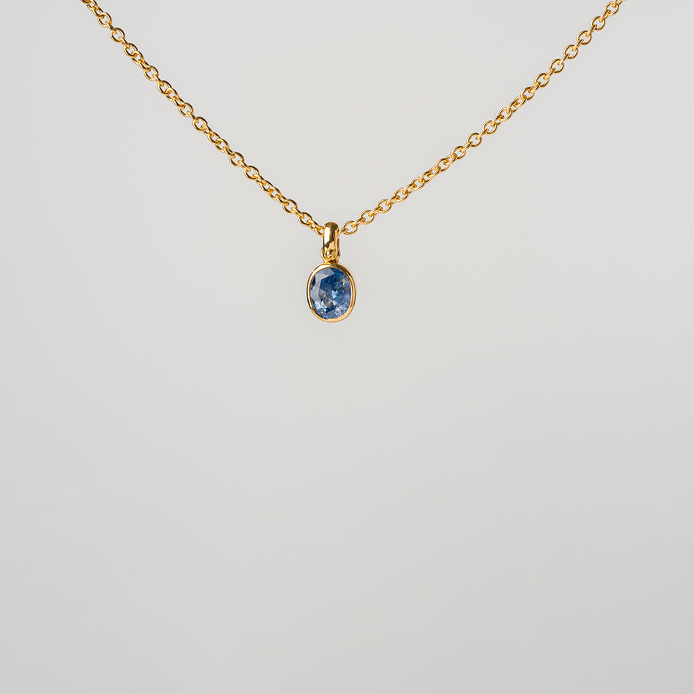 Blue Sapphire Pendant (Wide oval)