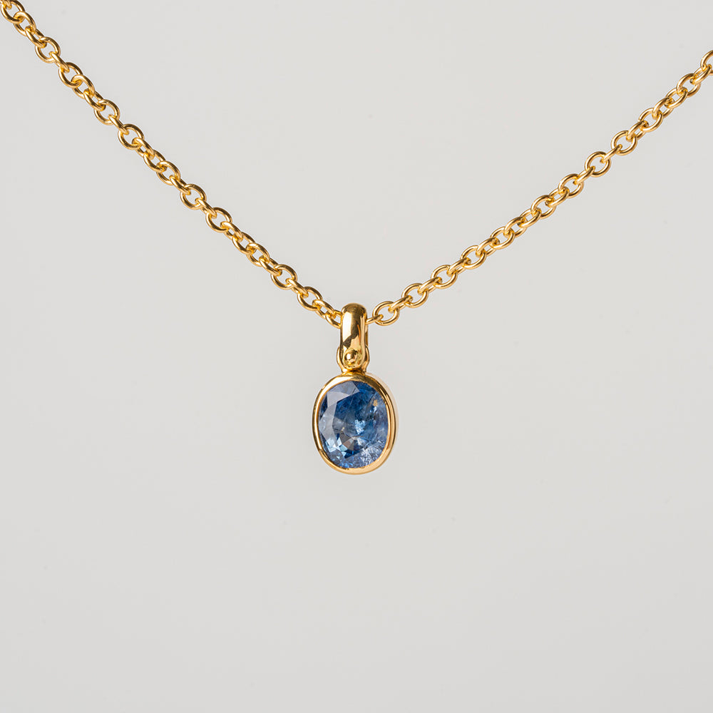 Blue Sapphire Pendant (Wide oval)