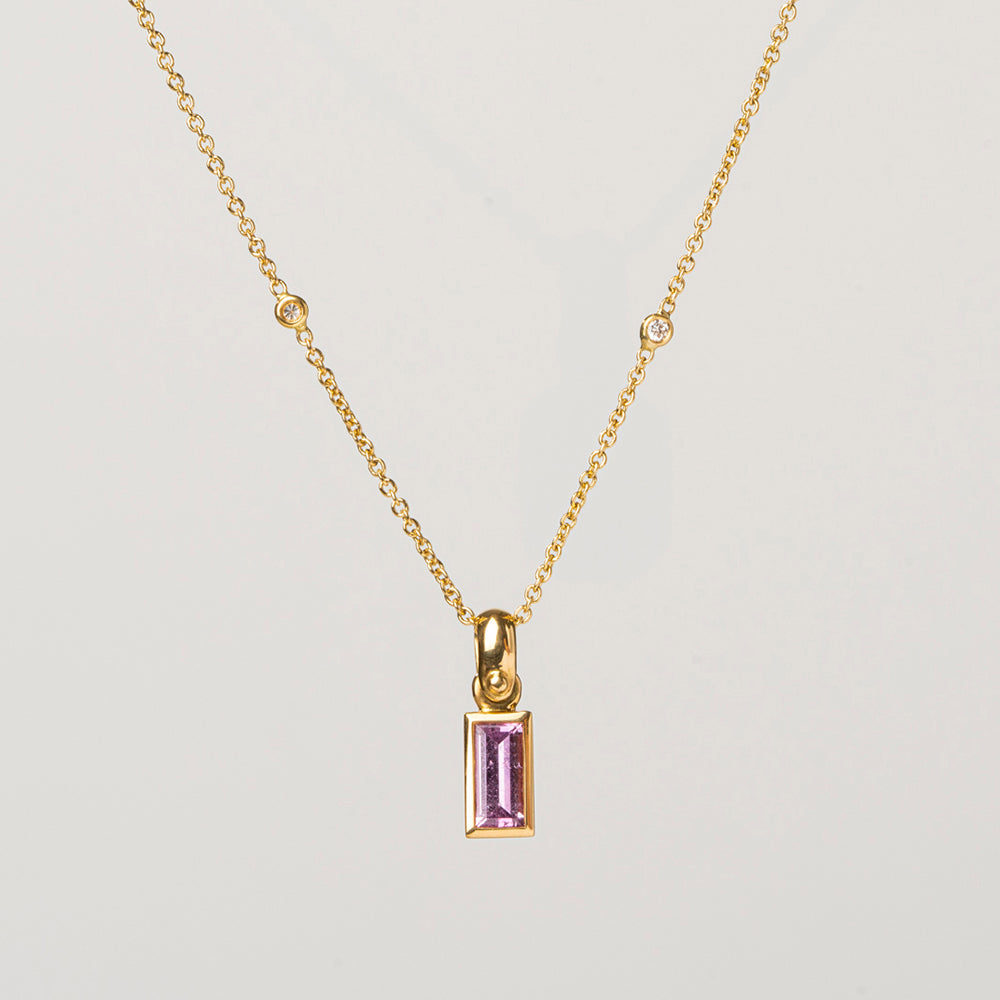 Pink Sapphire Pendant (baguette)