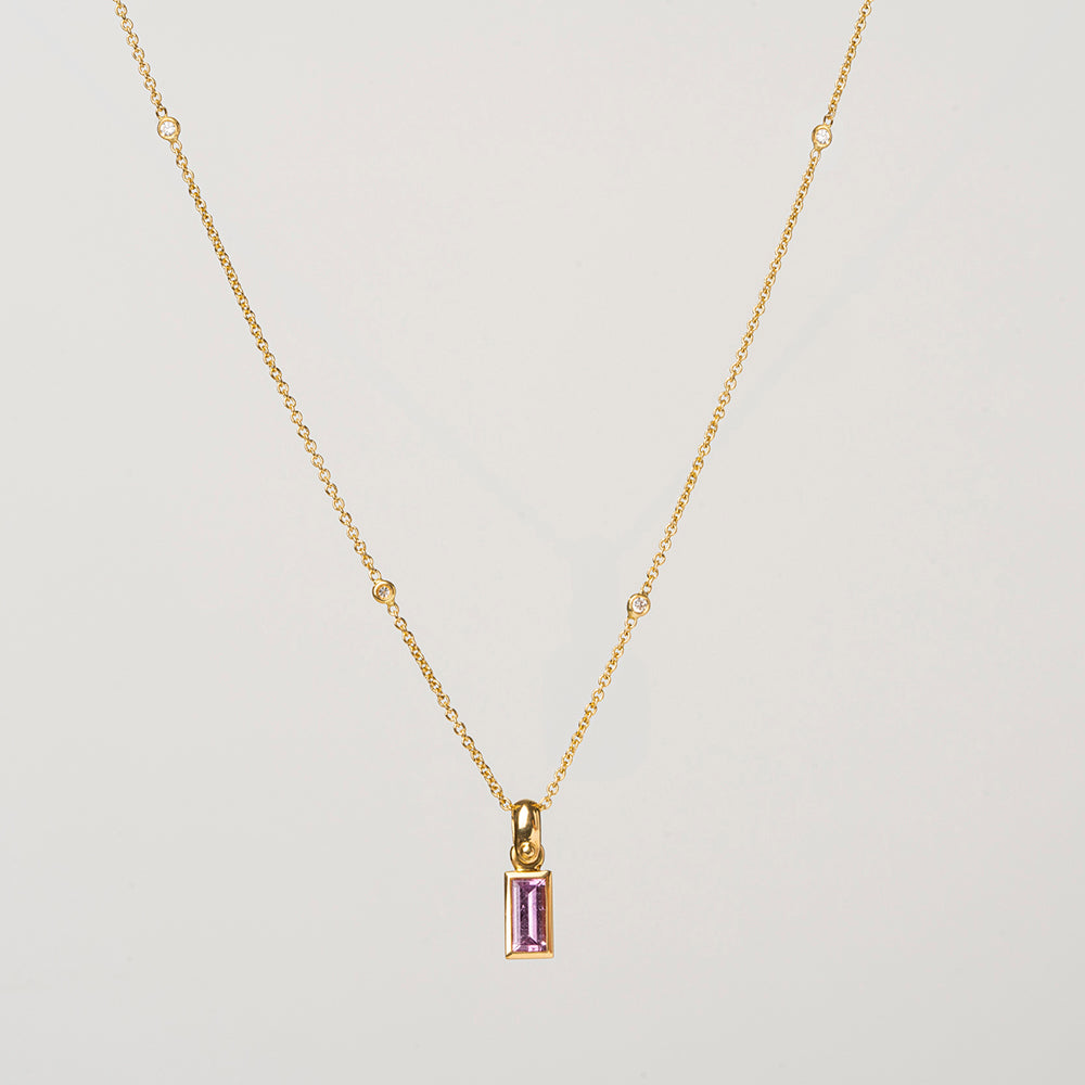 Pink Sapphire Pendant (baguette)