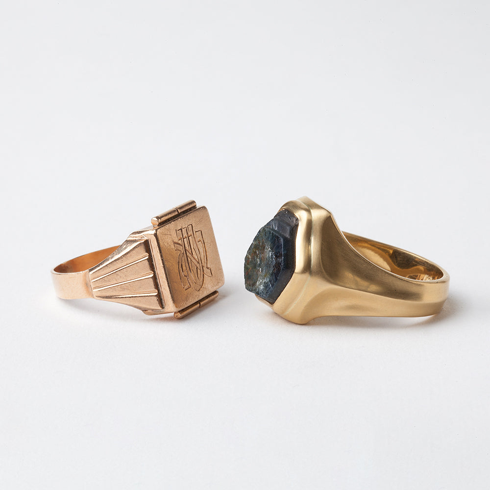 Raw Dark Blue Sapphire Ring