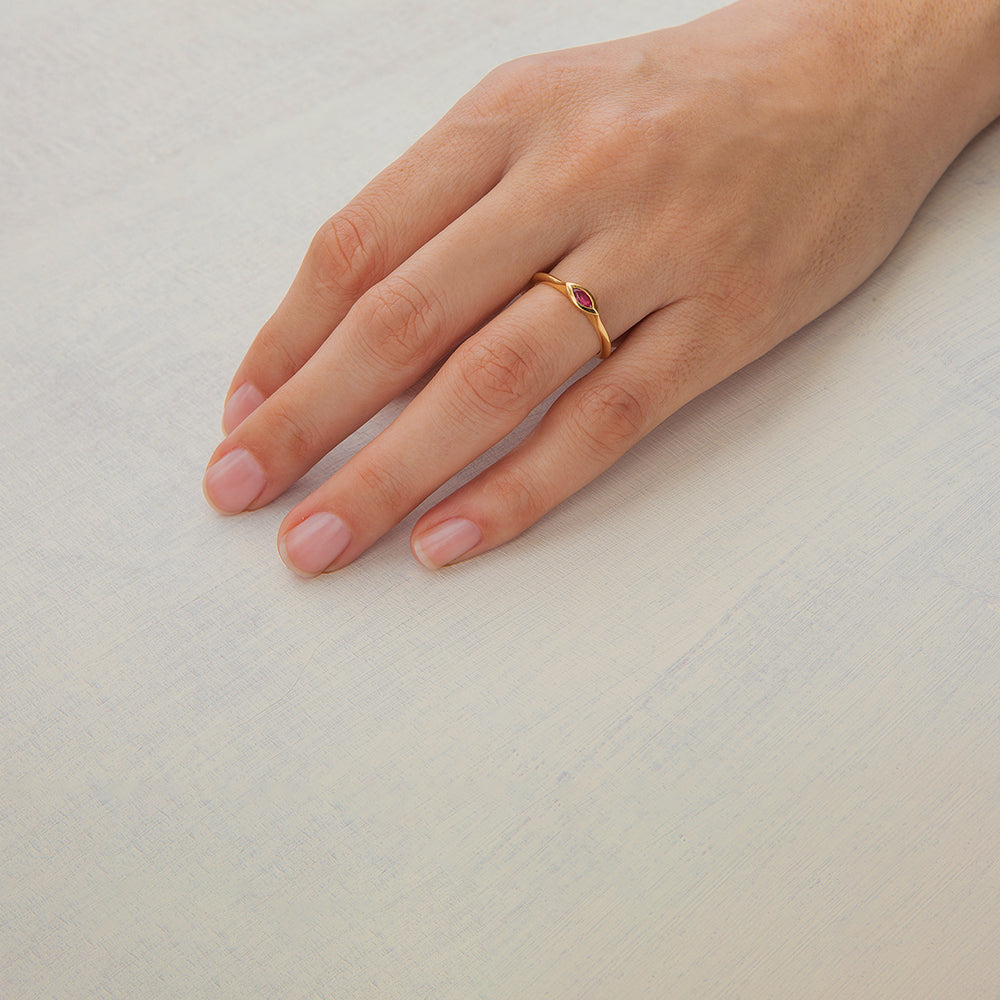 Ruby String Ring (Small Marquise)