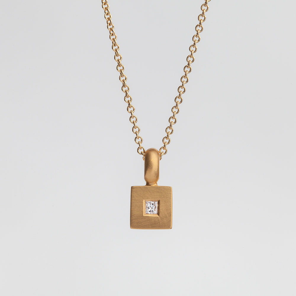 Square Slice Pendant with Diamond