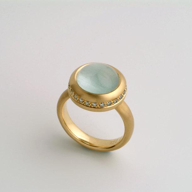Aquamarine With Diamonds Ring