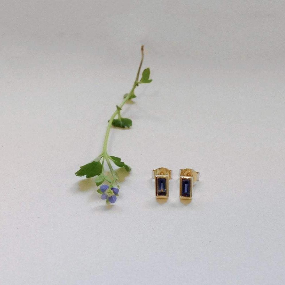 Blue Baguette Earrings