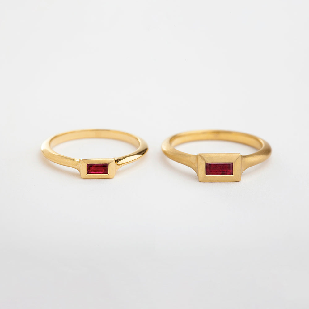 Ruby String Ring (Small Baguette)