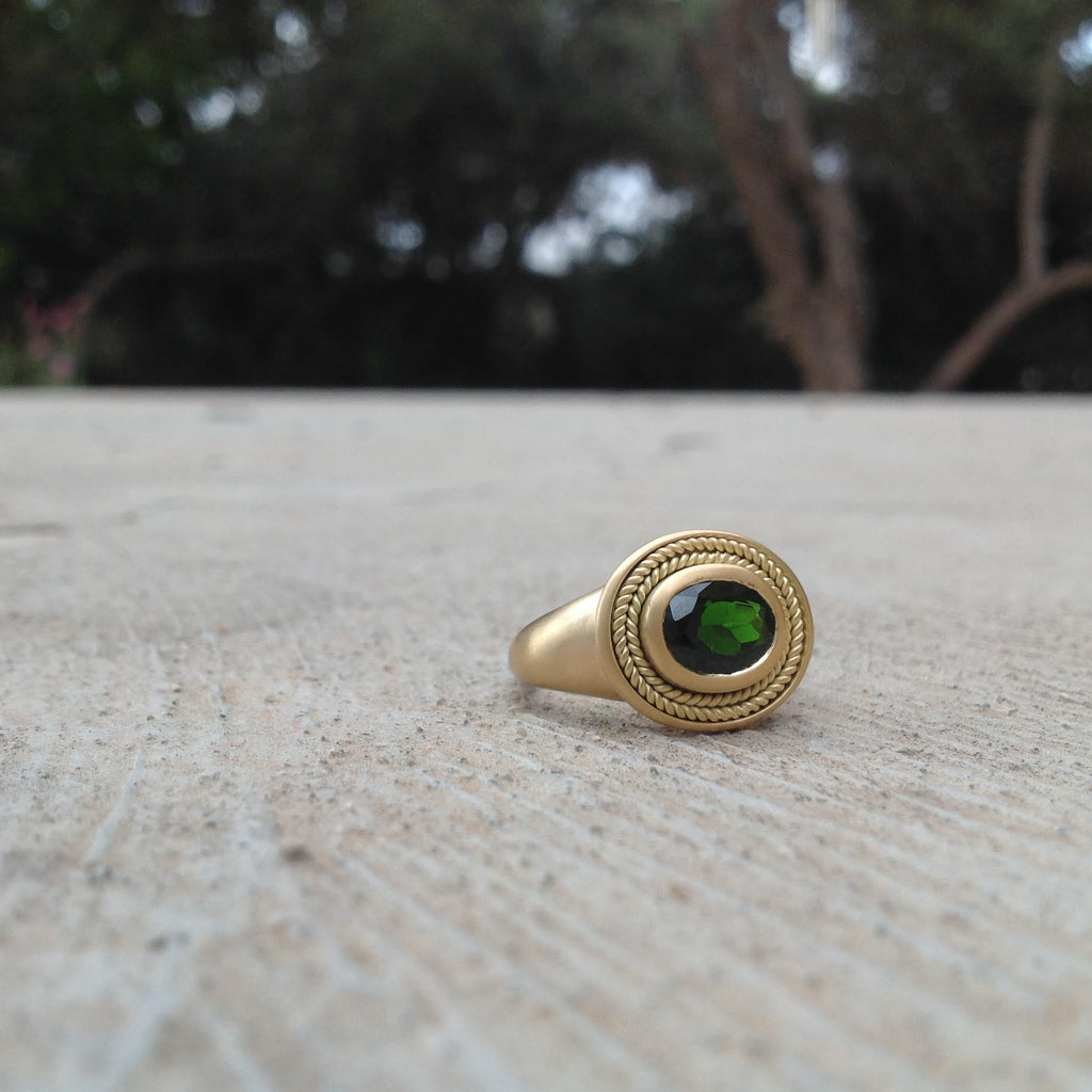 Garnet Oval With Braids Ring