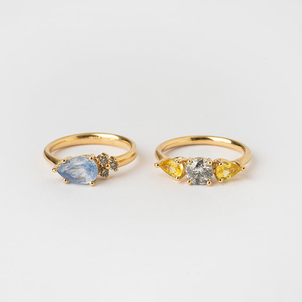 Sapphire Drop and Champagne Diamonds Ring