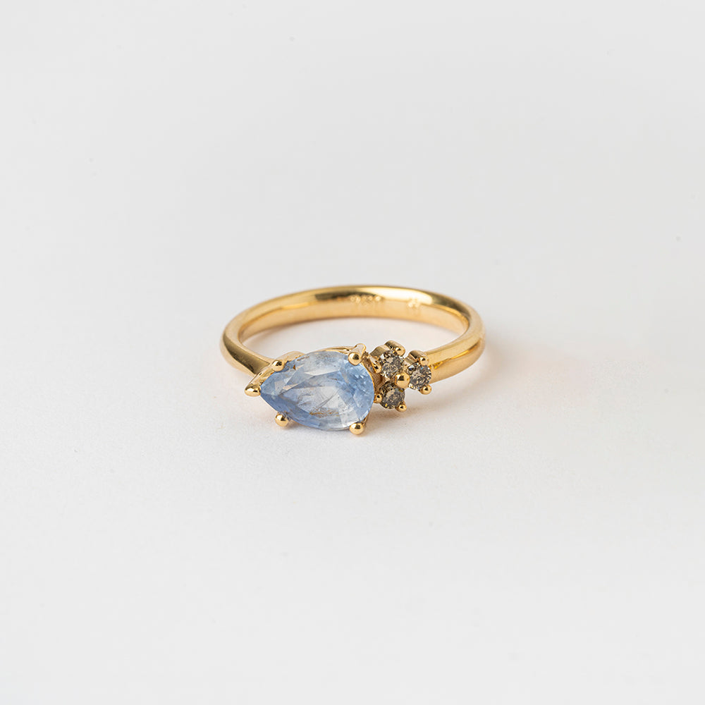 Sapphire Drop and Champagne Diamonds Ring