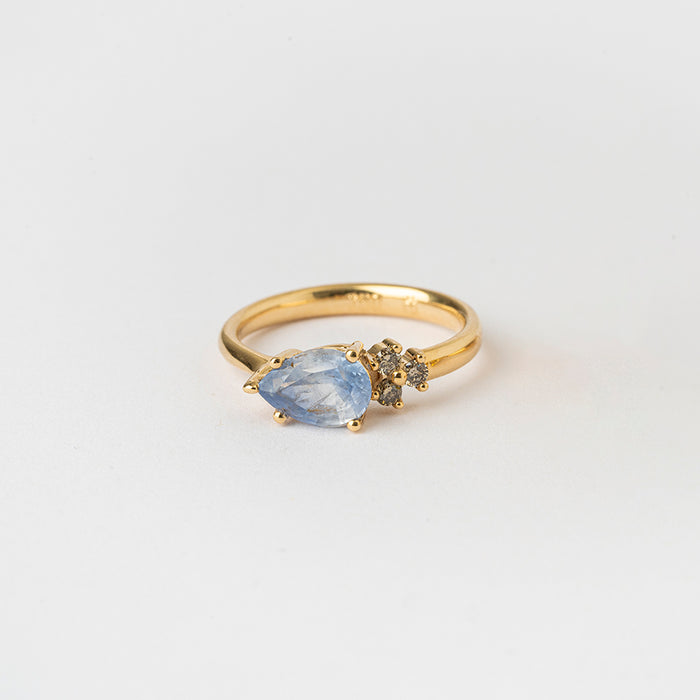 Sapphire Drop and Champagne Diamonds Ring