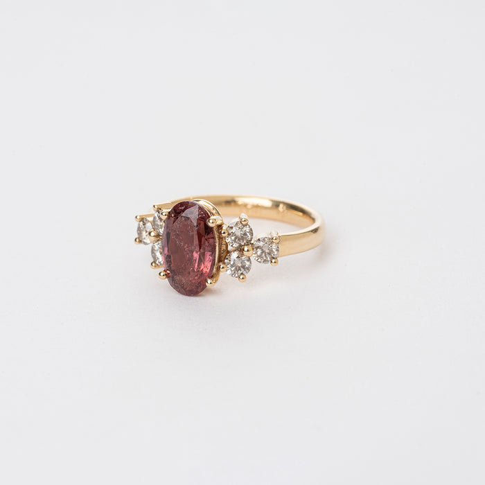 Brown-Orange Sapphire & Champagne Diamond Ring