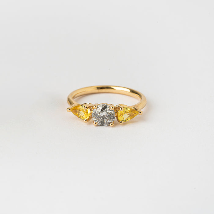 Gray Diamond and yellow sapphires Ring