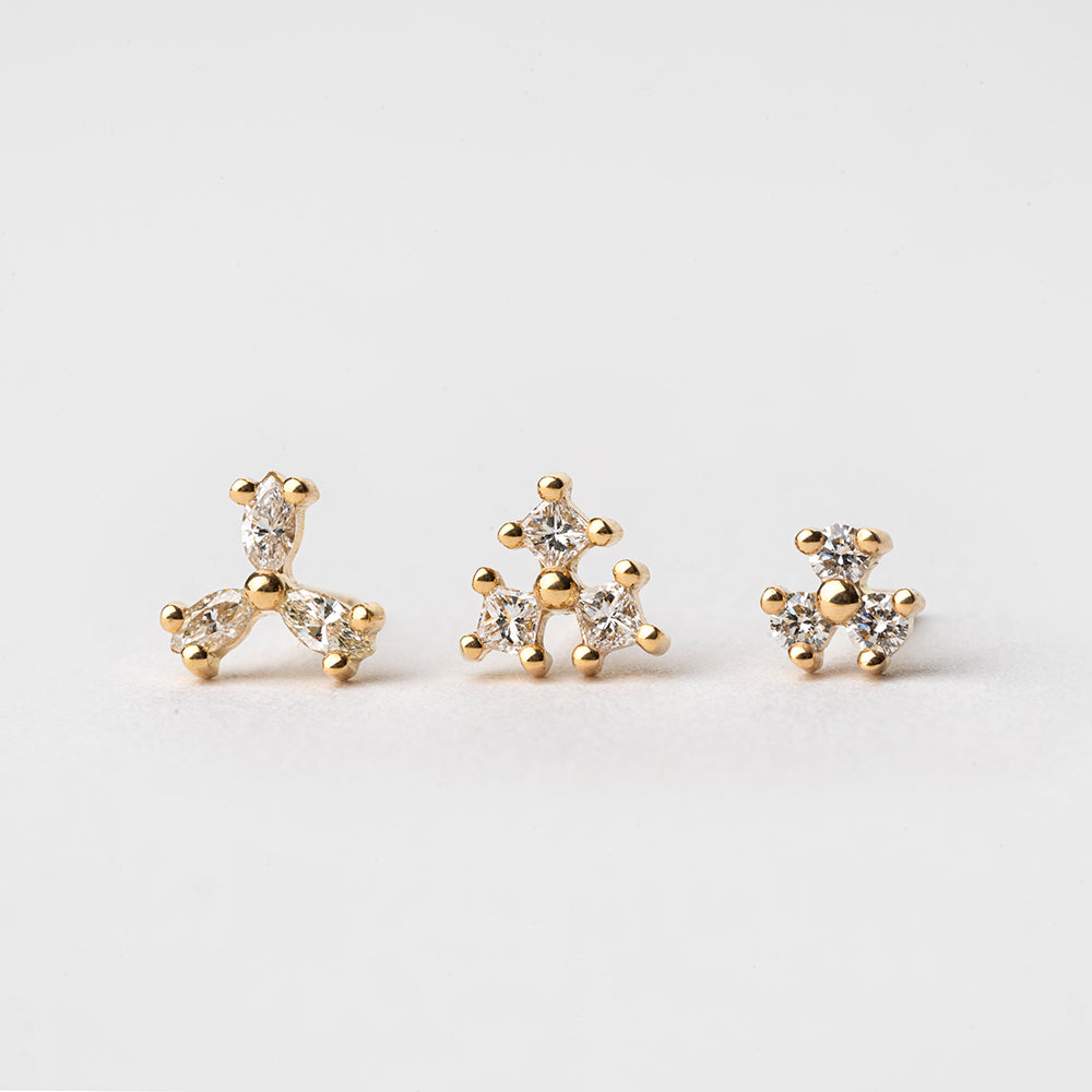 Diamond Vane Earrings (Trio)