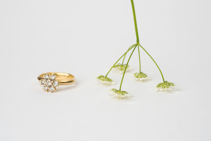 Gray Diamond Flower Ring