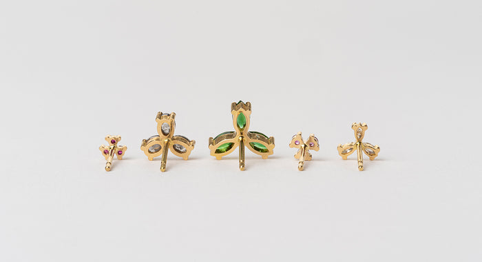 Brown Diamond Vane Earrings (Round)