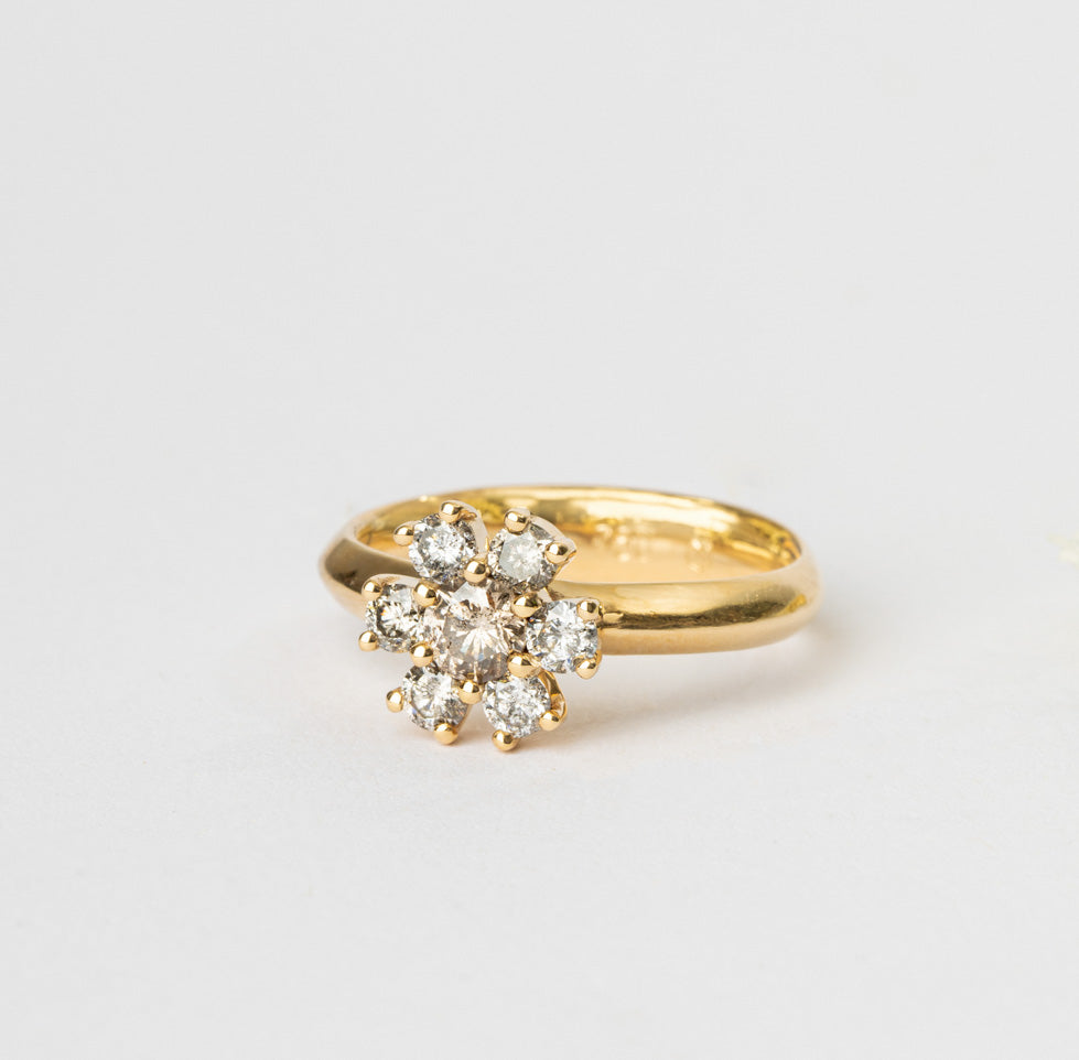 Gray Diamond Flower Ring
