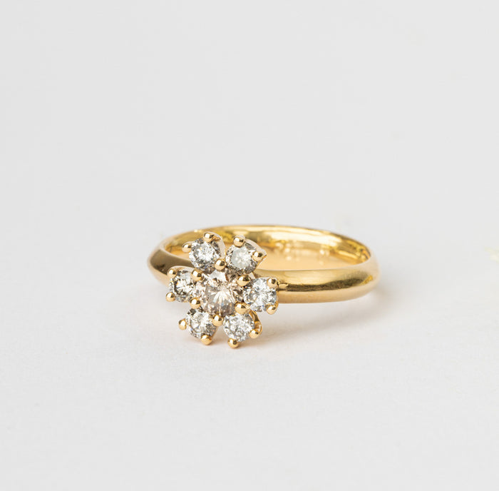 Gray Diamond Flower Ring