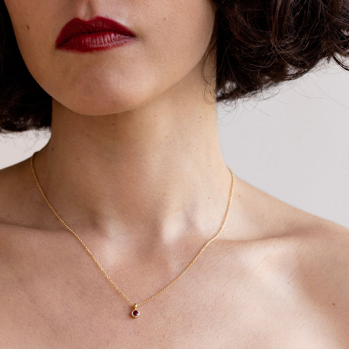 Tiny Ruby Pendant (Round)