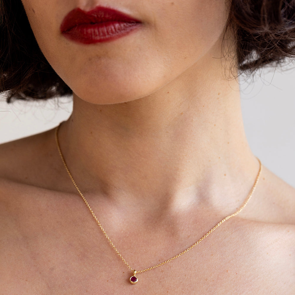 Tiny Ruby Pendant (Round)