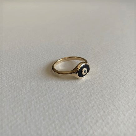 Small Onyx Ring With Black Diamond