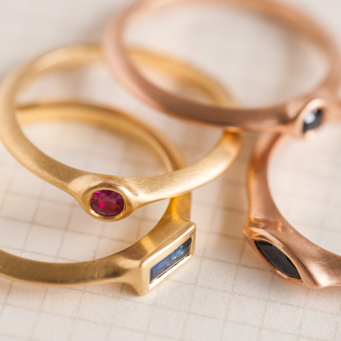 Sapphire String Ring (Small Baguette)