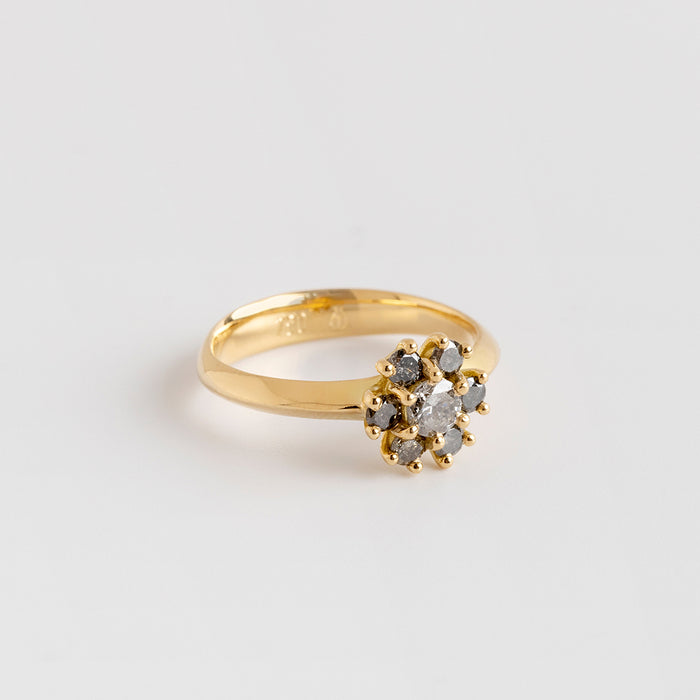 Gray Diamond Flower Ring