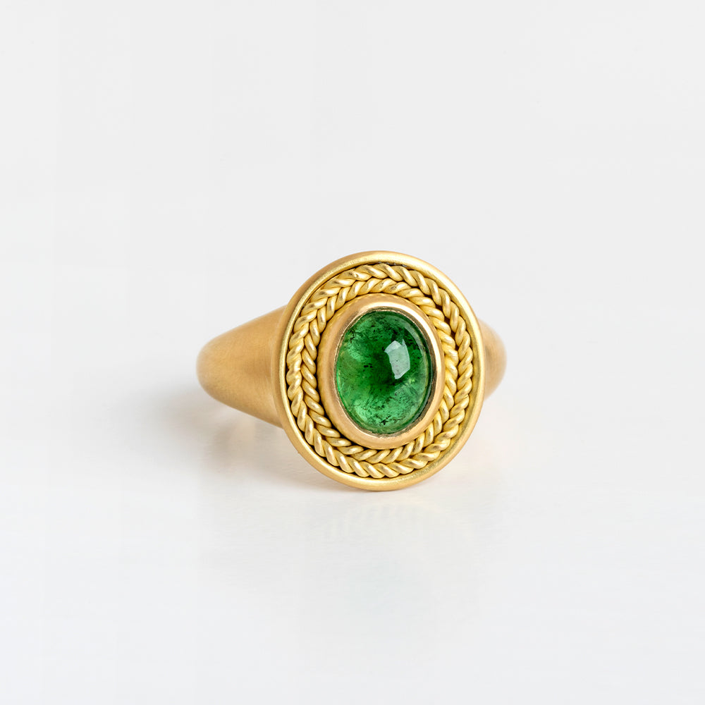 Emerald With Braids Ring