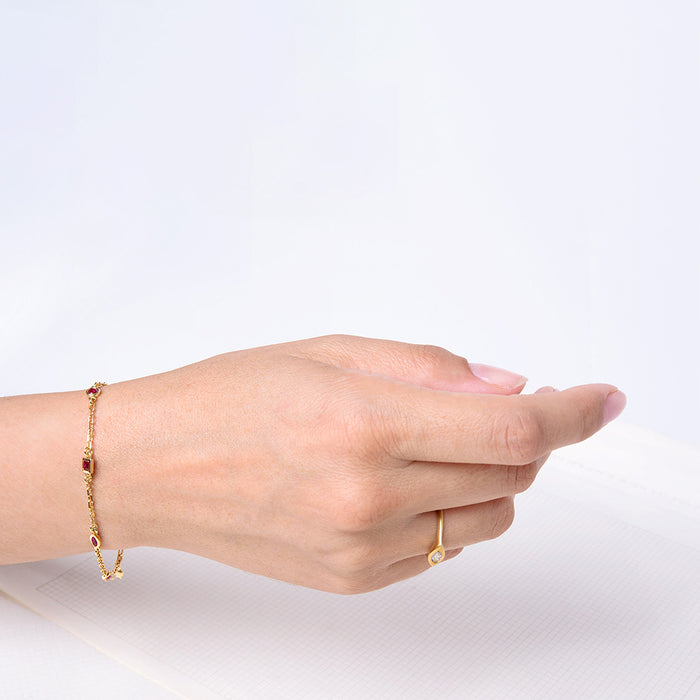 Brown Sapphire String Ring (Large Marquise)