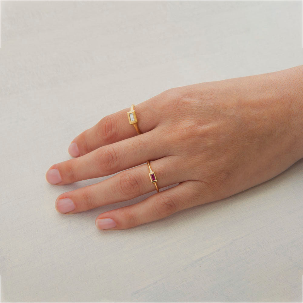 Sapphire Baguette String Ring (Small)