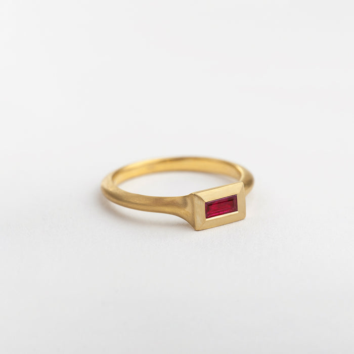 Ruby String Ring (Large Baguette)