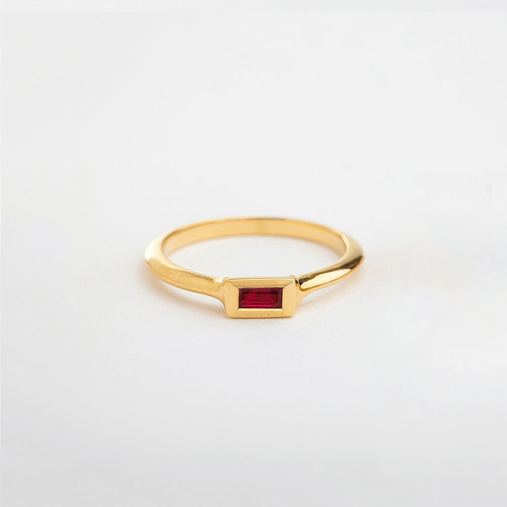 Ruby Baguette String Ring (Small)