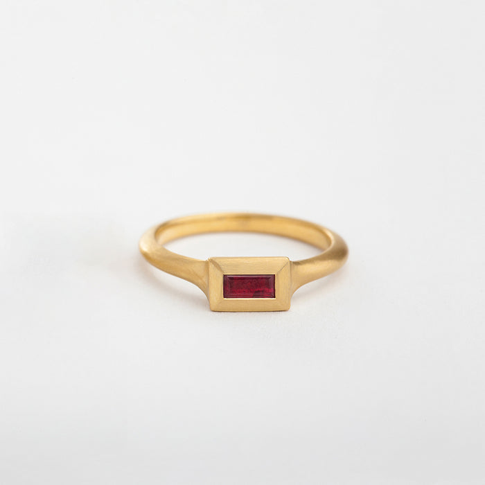 Ruby String Ring (Large Baguette)