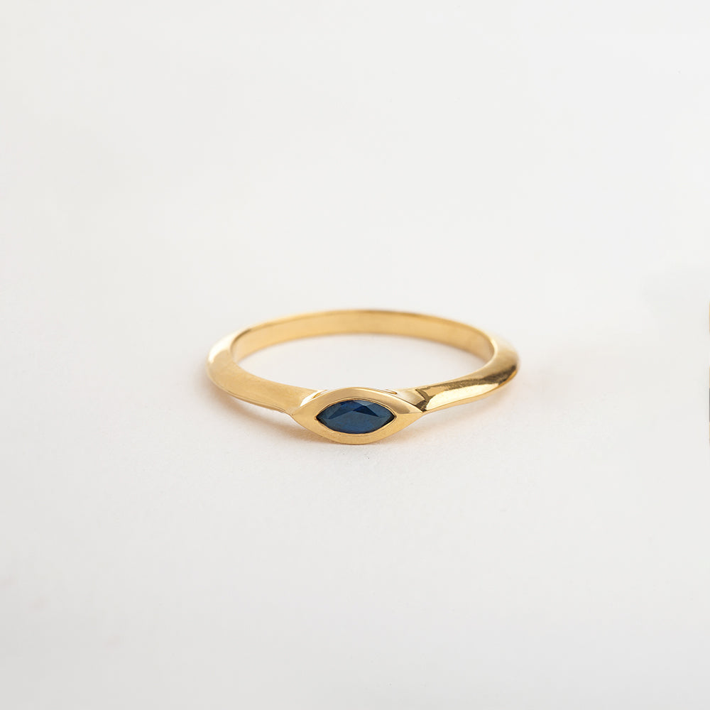 Sapphire String Ring (Small Marquise)