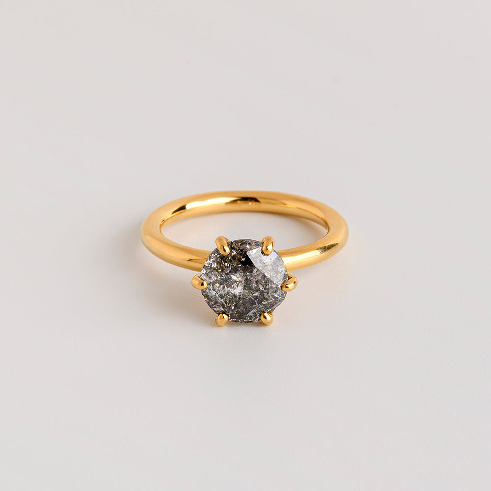 Gray Diamond Solitaire Ring