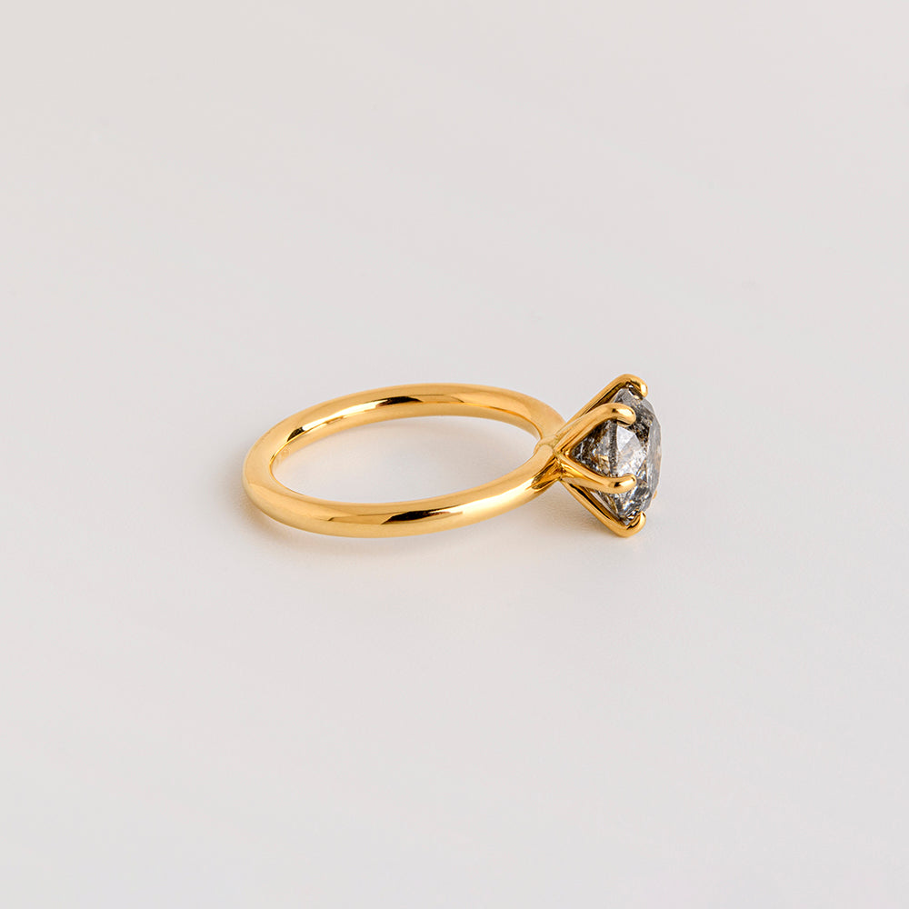 Gray Diamond Solitaire Ring