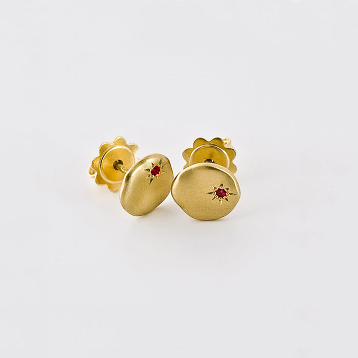 Cloud With Ruby Earrings